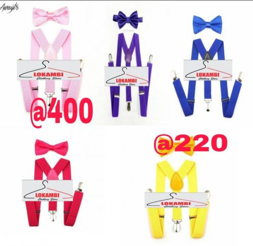 Plain & policadot red, blue,maroon & black suspenders 