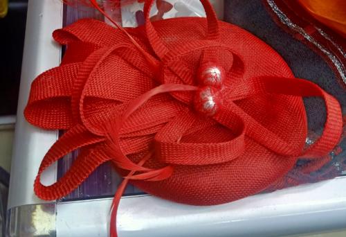 Red & maroon fascinators 